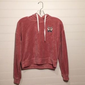 Velvet cropped hoodie